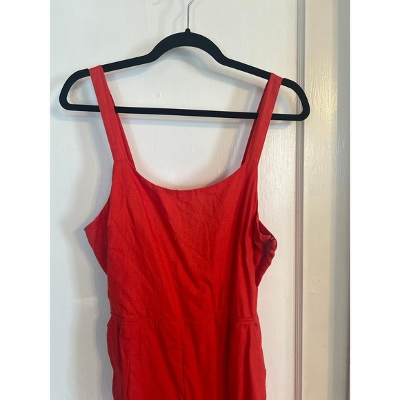 Cynthia Rowley Red 100% Linen Jumpsuit Size 8 - Picture 3 of 8